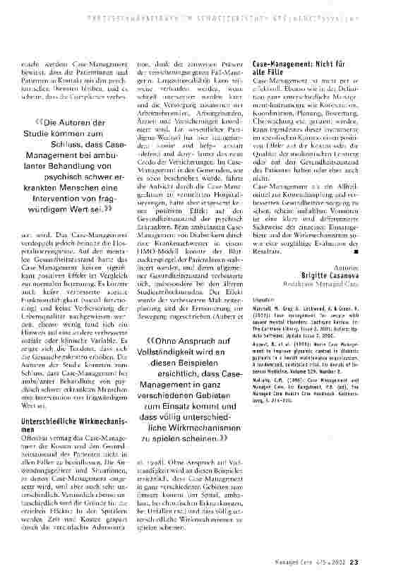 Vorschauseite 2: Case-Management - nicht für alle Fälle