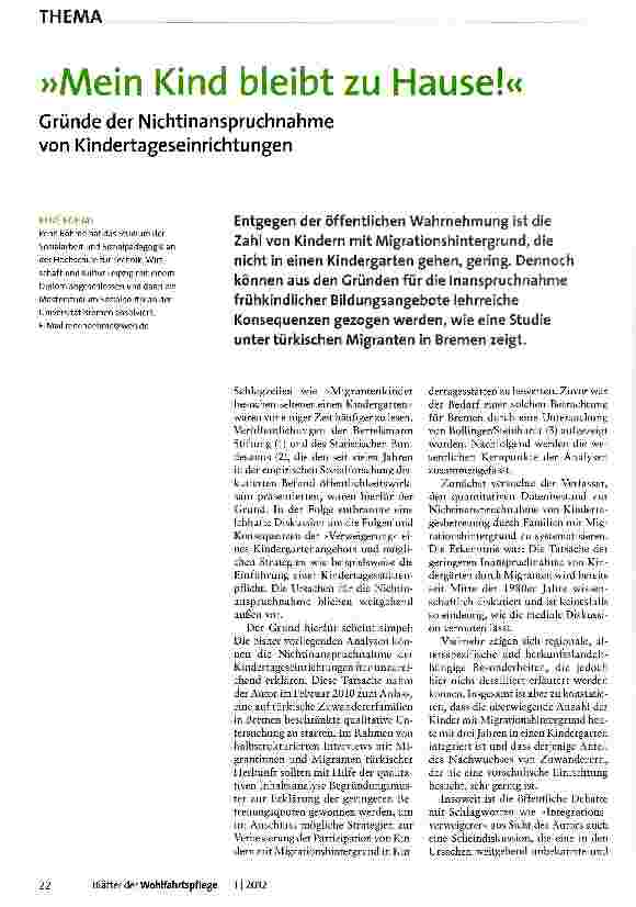 Vorschauseite 1: »Mein Kind bleibt zu Hause!«