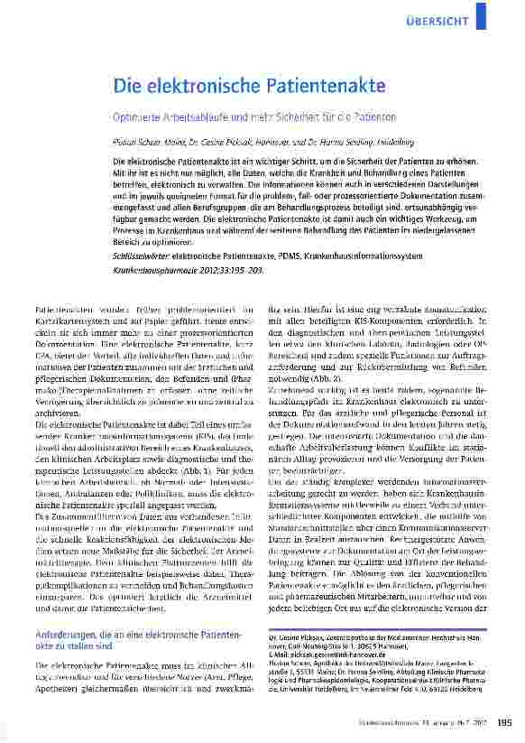 Vorschauseite 1: Die elektronische Patientenakte