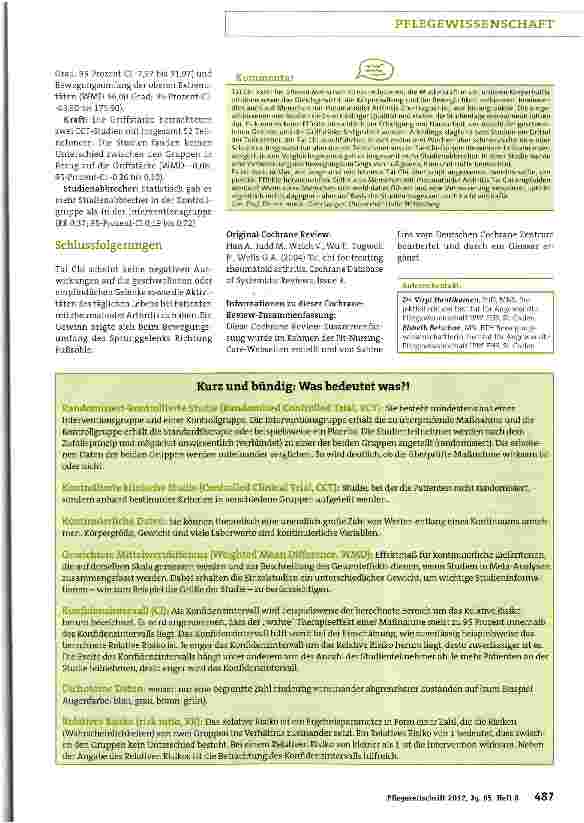 Vorschauseite 2: Inwiefern ist Tai Chi als Behandlungsmaßnahme bei rheumatoider Arthritis wirksam und sicher? Tai Chi bei rheumatoider Arthritis