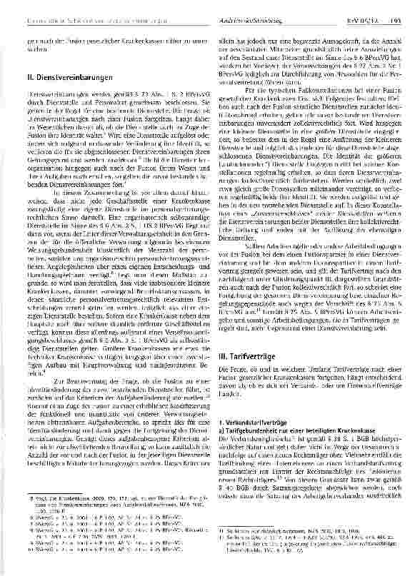 Vorschauseite 2: Das rechtliche Schicksal von Dienstvereinbarungen und Tarifverträgen nach der Fusion gesetzlicherKrankenkassen