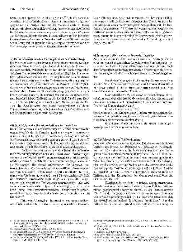 Vorschauseite 5: Das rechtliche Schicksal von Dienstvereinbarungen und Tarifverträgen nach der Fusion gesetzlicherKrankenkassen