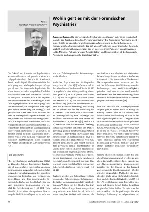 Vorschauseite 1: Wohin geht es mit der Forensischen Psychiatrie?
