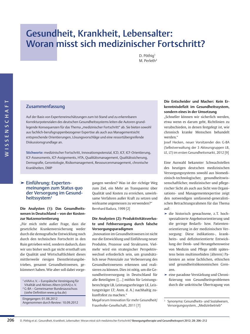 Vorschauseite 1: Gesundheit, Krankheit, Lebensalter: Woran misst sich medizinischer Fortschritt?