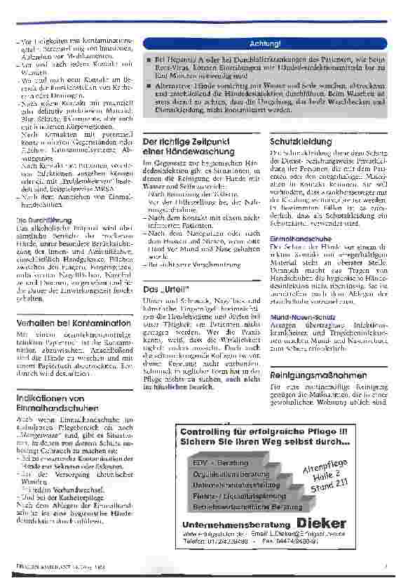 Vorschauseite 2: Infektionsverhütung rund um den Pflegebedürftigen daheim Hygiene in der ambulanten Pflege