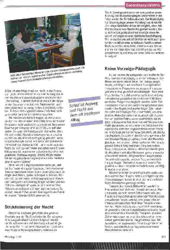 Vorschauseite 2: Am Tisch gegessen und gewartet Normen und Rhythmus bestimmen den Alltag in der Gerontopsychiatrie LZ