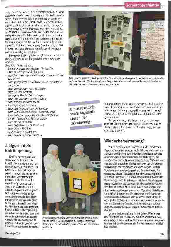 Vorschauseite 4: Am Tisch gegessen und gewartet Normen und Rhythmus bestimmen den Alltag in der Gerontopsychiatrie LZ