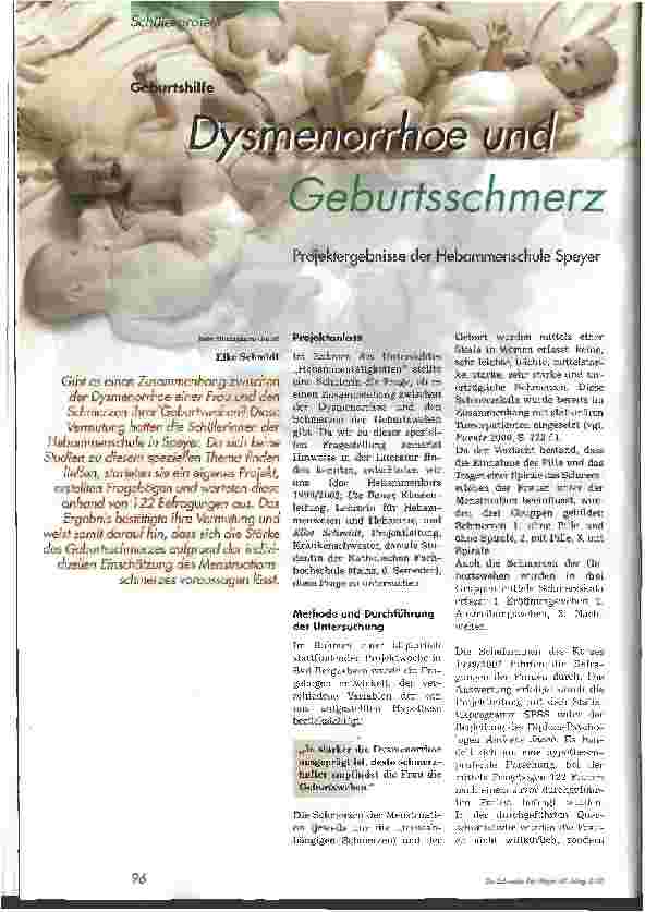Vorschauseite 1: Dysmenorrhoe und Geburtsschmerz