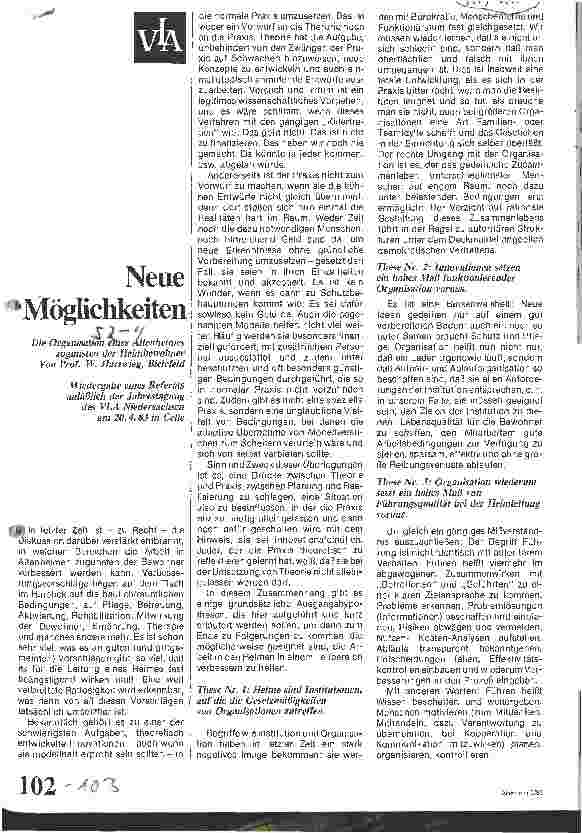 Vorschauseite 1: Neue Möglichkeiten / Organisation eines Altenheimes zugunsten der Heimbewohner