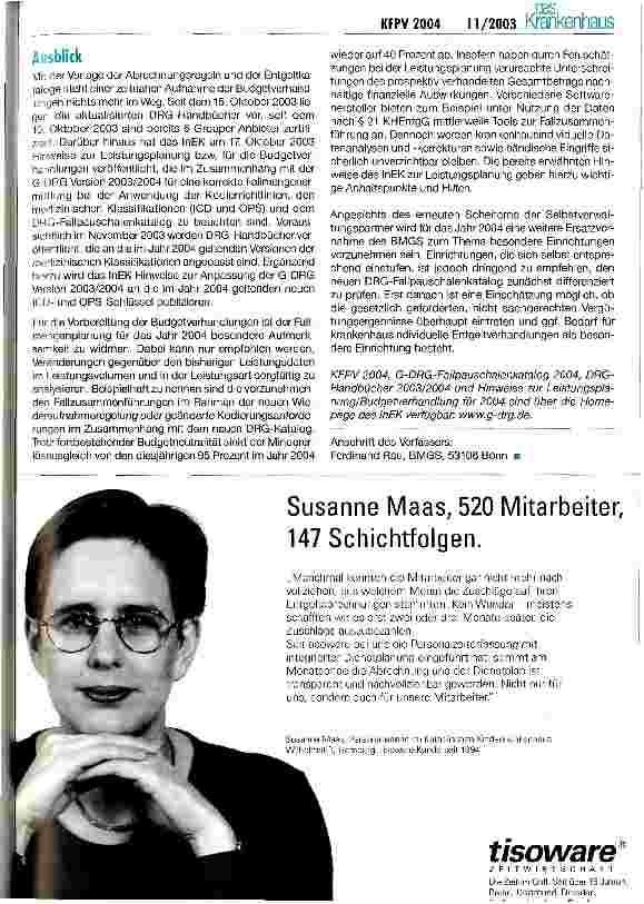 Vorschauseite 4: Fallpauschalenverordnung für das Jahr 2004 verkündet
