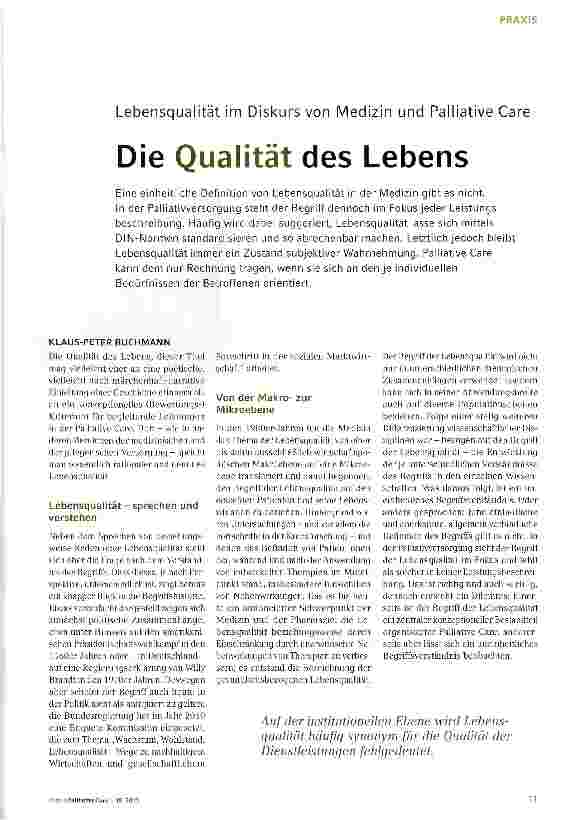 Vorschauseite 1: Die Qualität des Lebens