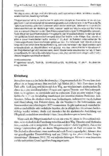 Vorschauseite 2: Interdisziplinäres Lernen in der Pflegewissenschaft - mit einem Modell für fallbezogene Projektarbeit