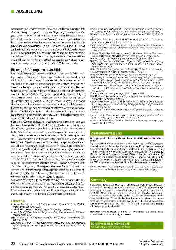 Vorschauseite 4: Betätigungsorientierte Ergotherapie braucht eine betätigungsorientierte Ausbildung!