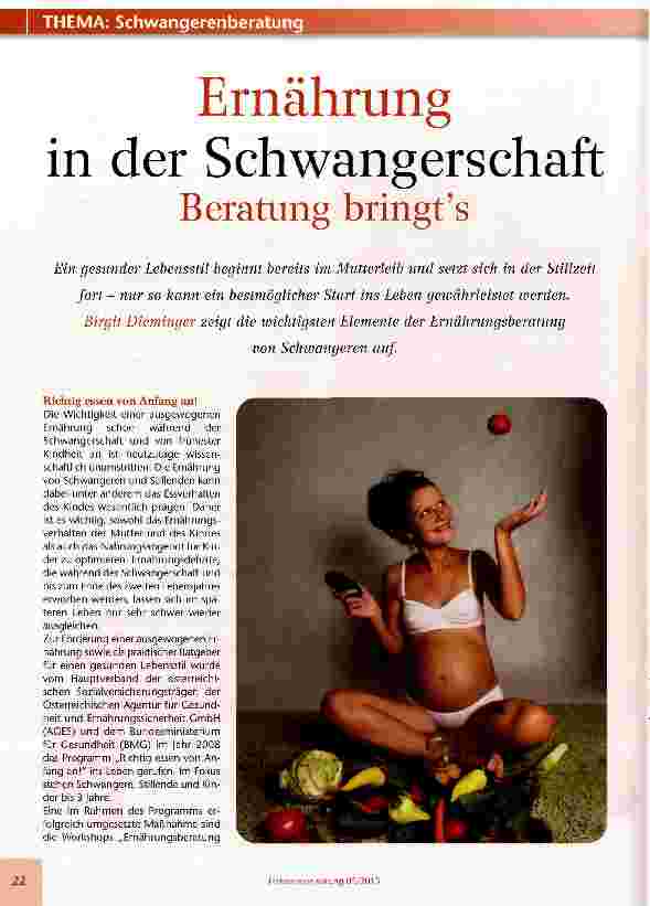 Vorschauseite 1: Ernähran in der Schwangerschaft Beratung brinst es