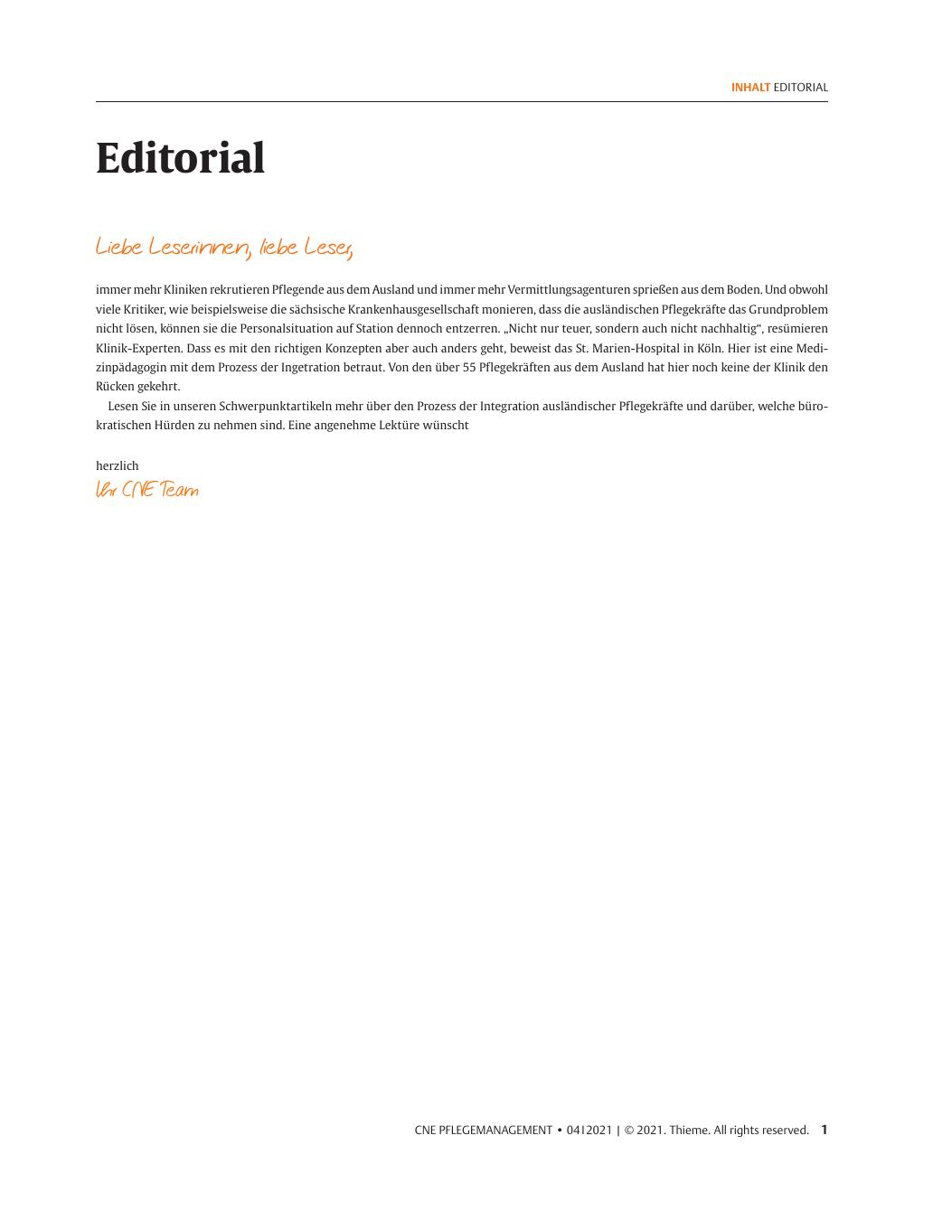 Vorschauseite 1: Editorial