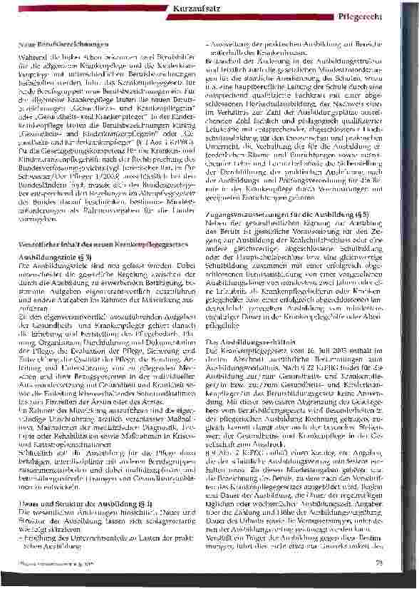 Vorschauseite 2: Was bringt das neue Krankenpflegegesetz?