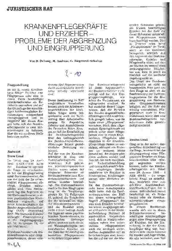 Vorschauseite 1: Krankenpflegekräfte und Erzieher - Probleme der Abgrenzung und Eingruppierung