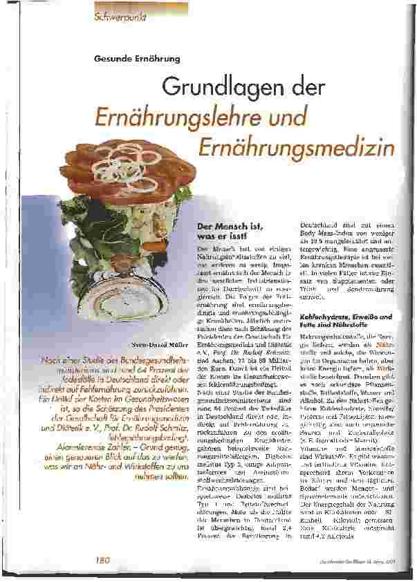 Vorschauseite 1: Grundlagen der Ernährungslehre und Ernährungsmedizin