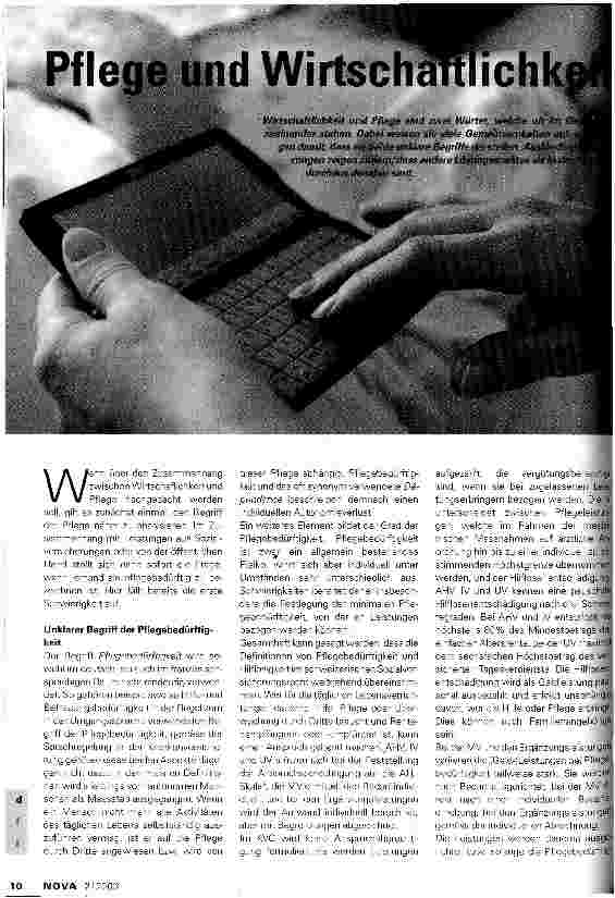 Vorschauseite 1: Pflege und Wirtschaftlichkeit