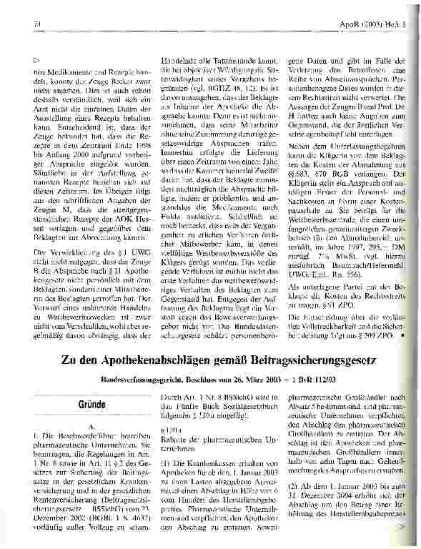 Vorschauseite 4: Unerlaubte Absprachen zwischen Ärzten und Apothekern Landgericht Kassel, Urteil vom 21. Juni 2001