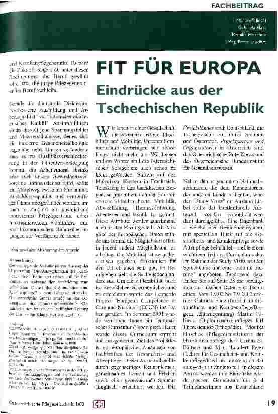 Vorschauseite 1: Fit für Europa Eindrücke aus der Tschechischen Republik
