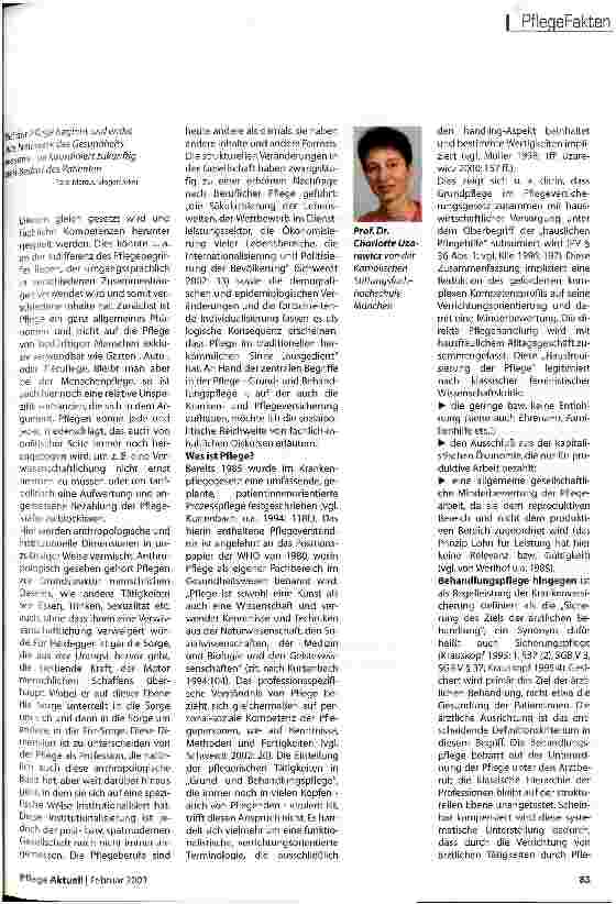 Vorschauseite 2: Pflege benötigt eine wissenschaftliche Basis