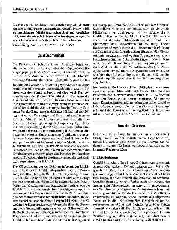 Vorschauseite 2: Auslieferung von Arzneimittel an entlassene Patienten durch Dritte zulässig
