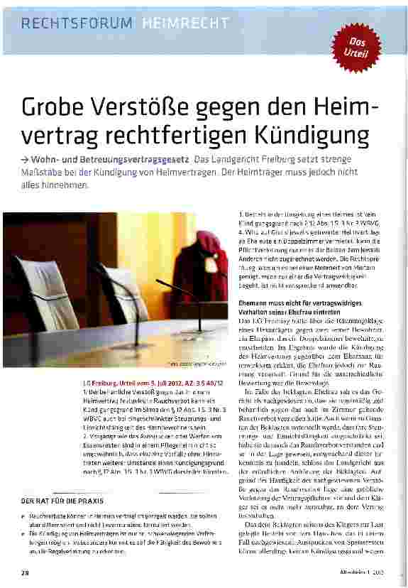 Vorschauseite 1: Grobe Verstöße gegen den Heim vertrag rechtfertigen Kündigung