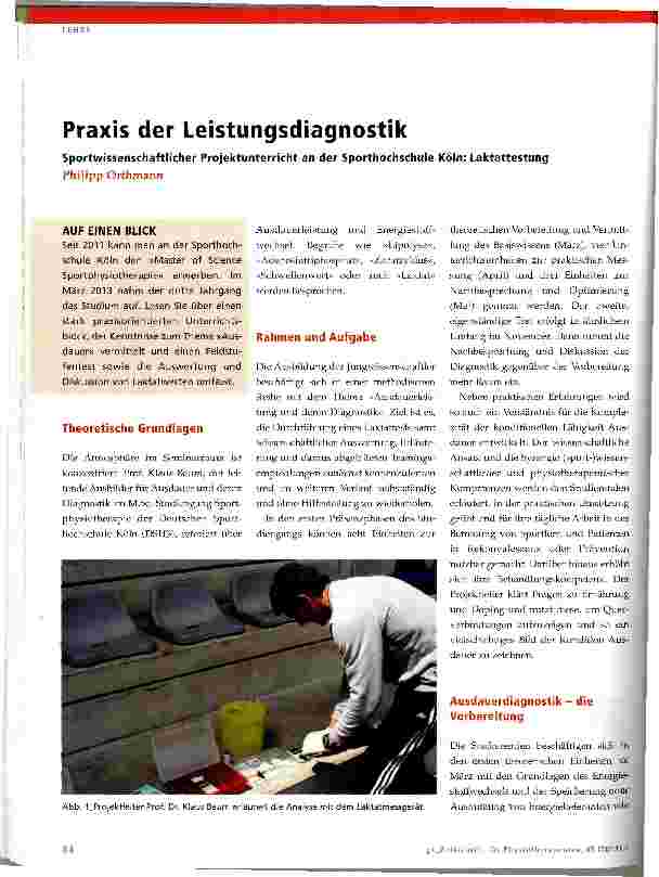 Vorschauseite 1: Praxis der Leistungsdiagnostik