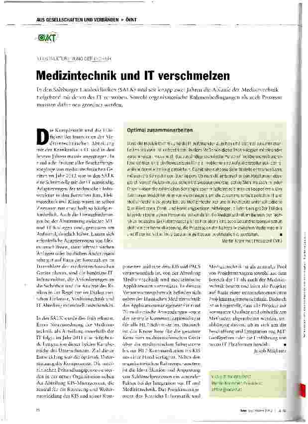 Vorschauseite 1: Medizintechnik und IT verschmelzen