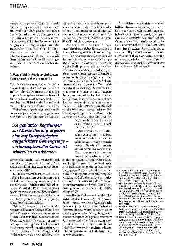 Vorschauseite 6: Alterssicherung der Großen Koalition: Kasse macht sinnlich, aber nicht unbedingt klug