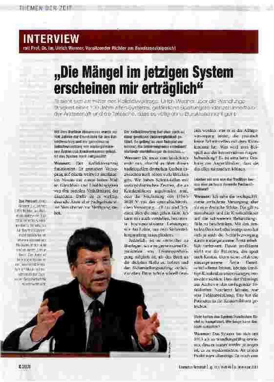 Vorschauseite 1: „Die Mängel im jetzigen System erscheinen mir erträglich