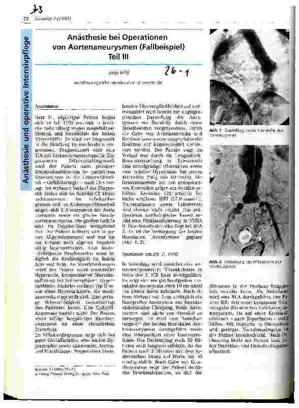 Vorschauseite 1: Anästhesie bei Operationen von Aortenaneurysmen (Fallbeispiel) Teil 3