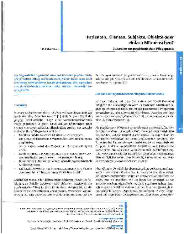 Vorschauseite 1: Patienten, Klienten, Subjekte, Objekte oder einfach Mitmenschen?