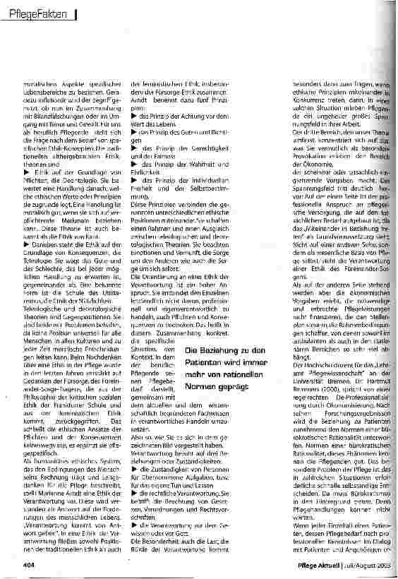 Vorschauseite 2: Pflege im Spannungsfeld zwischen Ethik und Ökonomie
