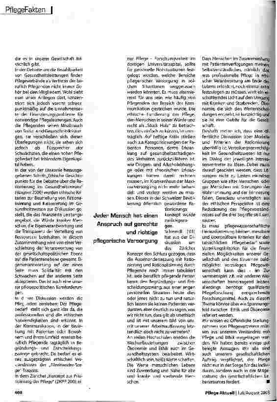 Vorschauseite 4: Pflege im Spannungsfeld zwischen Ethik und Ökonomie