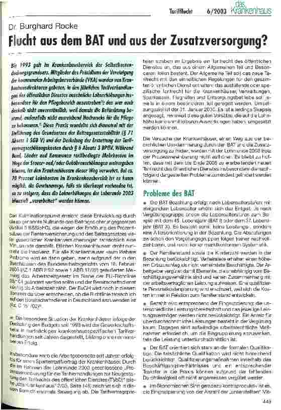 Vorschauseite 1: Flucht aus dem BAT und aus der Zusatzversorgung?