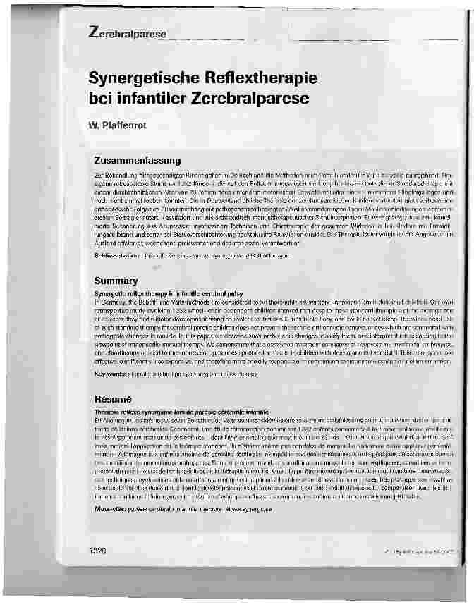 Vorschauseite 1: Synergetische Reflextherapie bei infantiler Zerebralparese