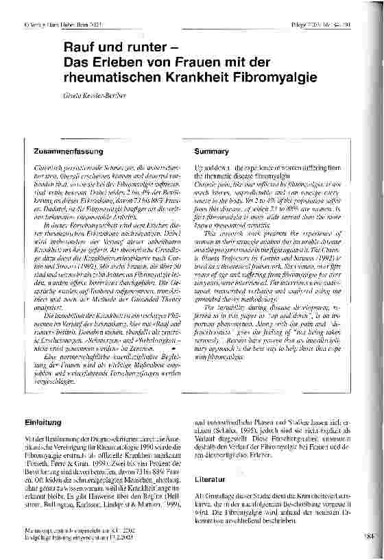 Vorschauseite 1: Rauf und runter - Das Erleben von Frauen mit der rheumatischen Krankheit Fibromyalgie