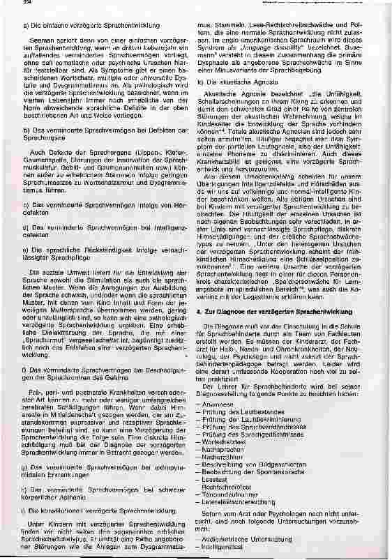 Vorschauseite 2: Zur Symptomatik und Ätiologie der verzögerten Sprachentwicklung