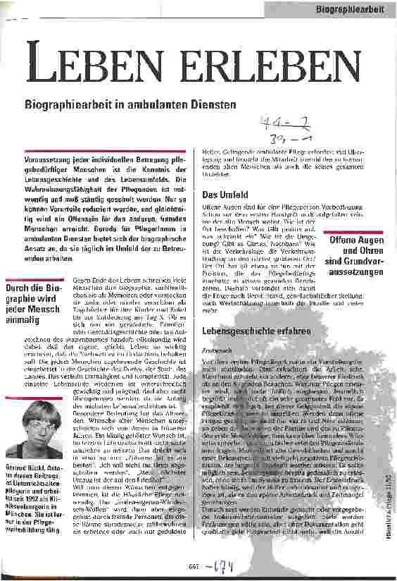 Vorschauseite 1: Leben erleben Biographiearbeit in ambulanten Diensten