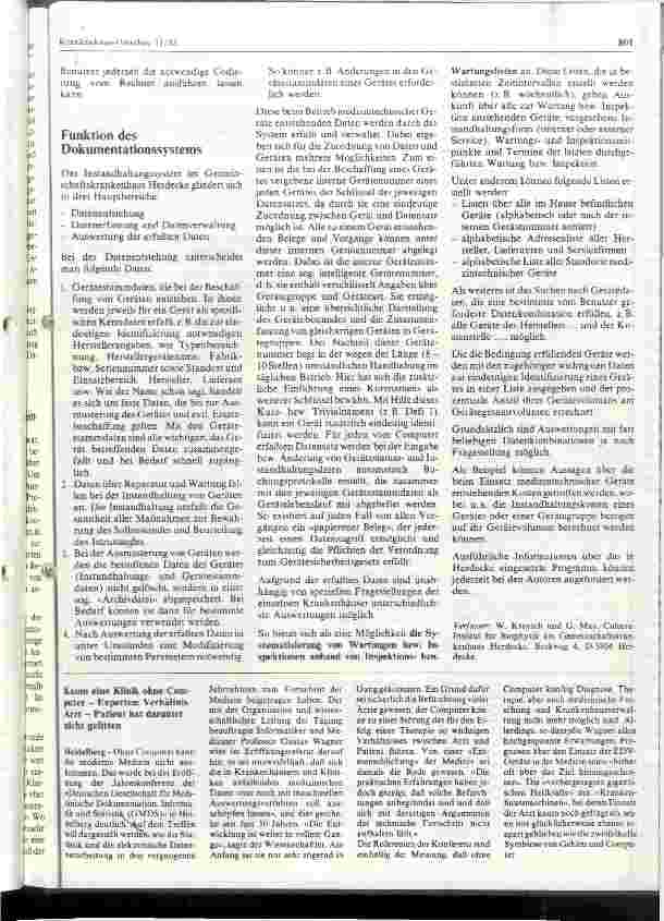 Vorschauseite 2: Computergestütztes Dokumentationssystem für die Bewirtschaftung und Instandhaltung medizintechnischer Geräte