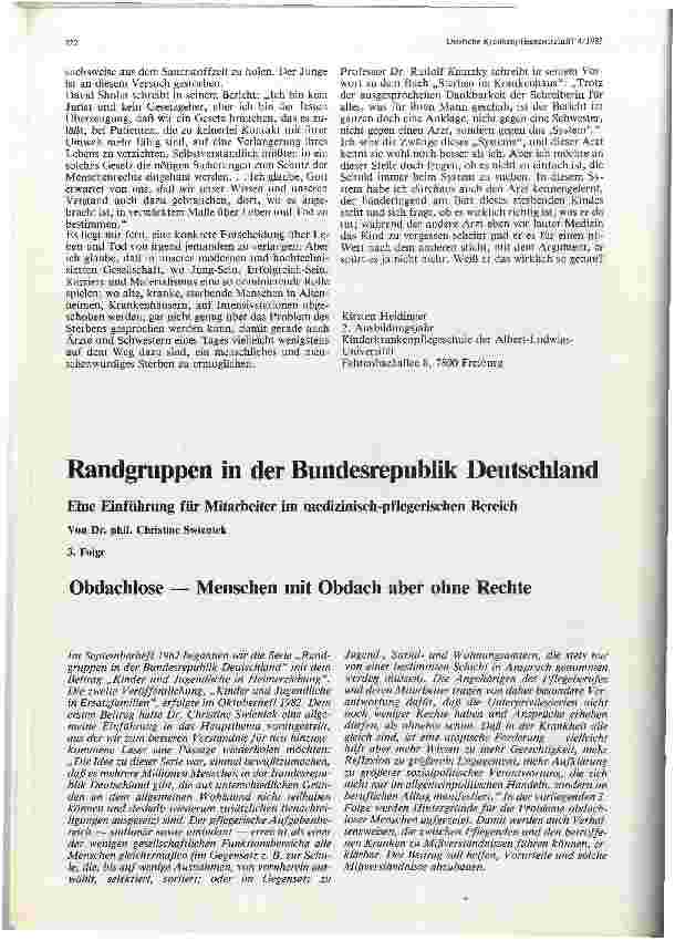 Vorschauseite 1: Randgruppen in der Bundesrepublik Deutschland