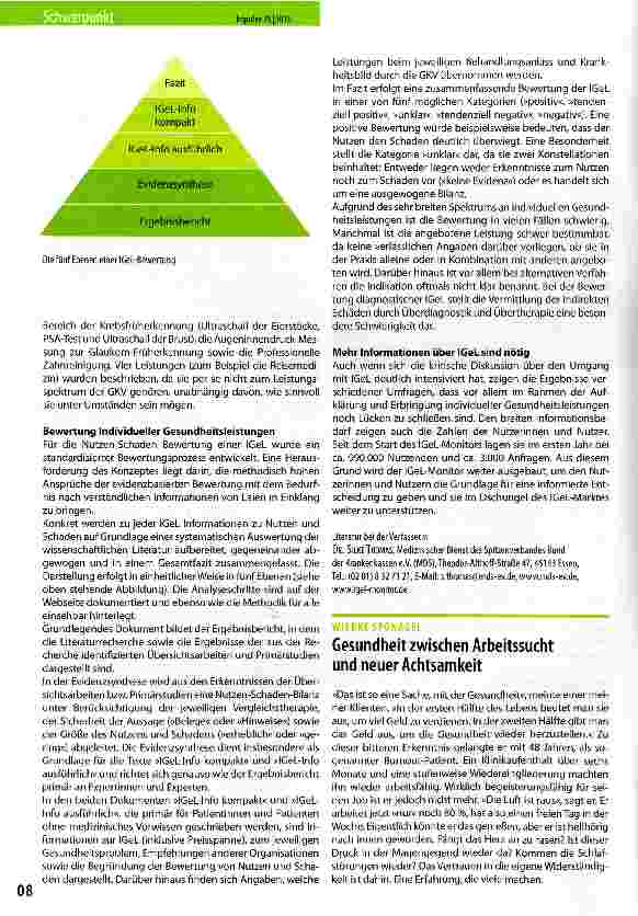 Vorschauseite 2: Nutzen und Schaden von Individuellen Gesundheitsleistungen (IGeL) -Das Internetportal »IGeL-Monitor« bietet Orientierung