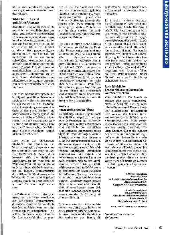 Vorschauseite 3: Kirchliche Krankenhäuser: Im Verbund stärker