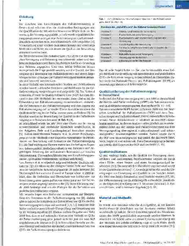 Vorschauseite 2: Möglichkeiten und Grenzen eines Delphi-Verfahrens (Typ 4) bei der Generierung von Qualitätsnormen in der Palliativmedizin