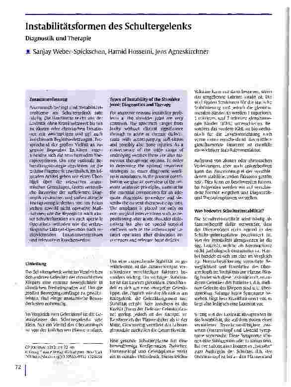 Vorschauseite 1: Instabilitätsformen des Schultergelenks