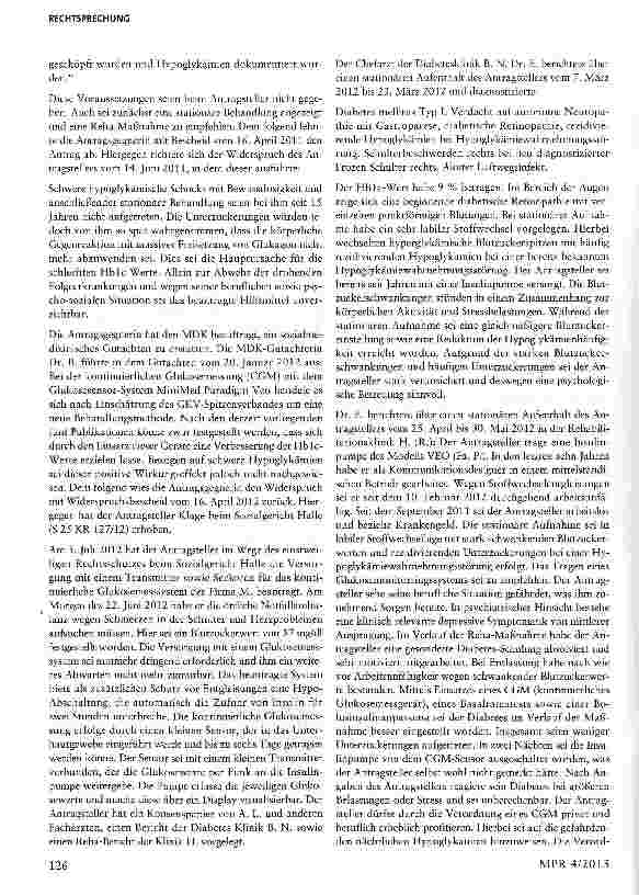 Vorschauseite 2: Krankenversicherung-Anspruch auf eine kontinuierliche Glukosemessung (CGM) im einstweiligen Rechtsschutz bei Diabetes mellitus