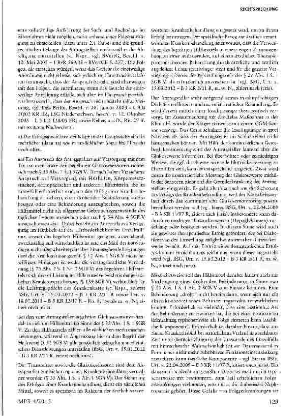 Vorschauseite 5: Krankenversicherung-Anspruch auf eine kontinuierliche Glukosemessung (CGM) im einstweiligen Rechtsschutz bei Diabetes mellitus