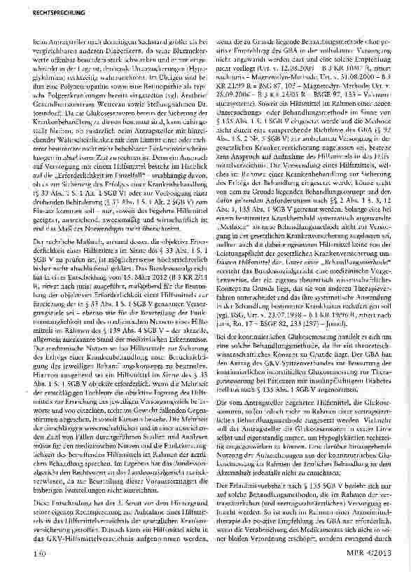 Vorschauseite 6: Krankenversicherung-Anspruch auf eine kontinuierliche Glukosemessung (CGM) im einstweiligen Rechtsschutz bei Diabetes mellitus